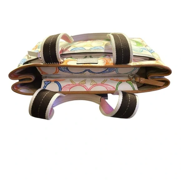 COACH Hamptons Multicolored Scribble Monogram Tote Shoulder Bag - Picture 7 of 8